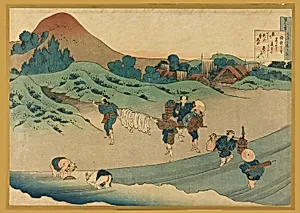 Jito Tenno (Workers Dyeing Cloth), from Hyakunin Isshu ubaga Etoki (The Hundred Poems Explained by the Nurse)