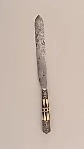 Knife with Triangular Pattern Ivory and Bone Handle