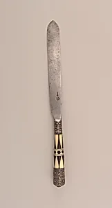 Knife with Triangular Pattern Ivory and Bone Handle