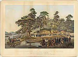 Landing of Commodore Perry, Officers and Men of the Squadron, to Meet the Imperial Commissioners at Simoda, Japan, June 8, 1854