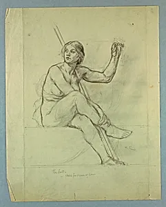 Law, Nude Study for "Contemplative Spirit of the East," Lunette in East Grand Staircase, Minnesota State Capitol, Saint Paul, MN by Kenyon Cox, American, 1856–1919
