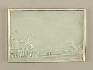 Lithophane of a Winter Landscape by Unknown