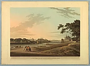 Lucnow Taken From the Opposite Bank of the River Goomty, from "Oriental Scenery: Twenty Four Views in Hindoostan" by Thomas Daniell, British, 1749 - 1840