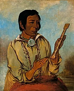 Ma-shée-na, Elk's Horns, a Subchief by George Catlin