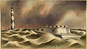 Mail to Cape Lookout (mural study, Beaufort, North Carolina Post Office) by Simka Simkhovitch