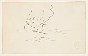 Man in a Canoe with Harpoon