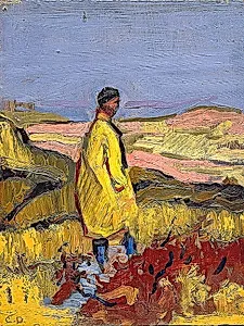 Man Standing On Dunes/Verso: Landscape, Maine