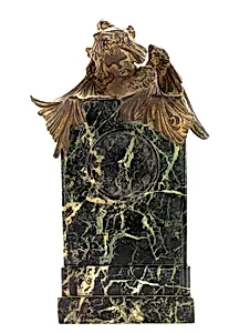 Marble Clock Frame with Bronze Figure