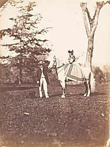 Mary Pierrepont on Silvertail with R. Stuyvesant and Dog