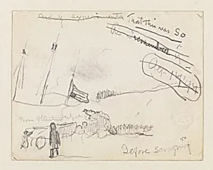 Masts of Ship with United States Flag