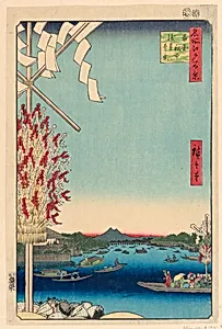Miyato River by Great Bank of Asakusa River, No 68 from One Hundred Views of Edo (Asakusa-gawa Okawa-bata, Miyato-gawa)