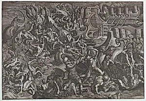 Naval Battle Between Greeks and Trojans
