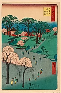 Nippori, Temple Gardens (Nippori, jiin no rinsen) From the Series One Hundred Famous views of Edo
