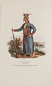 O'-CHECK-KA or Four Legs; Head Chief of the Winnebagoes of Winnebago Lake Michigan, from the Aboriginal Portfolio