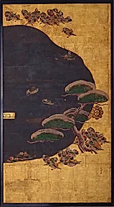 On one side mandarin ducks; on the other, poems, bamboos, storks, etc by Unknown