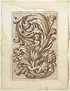 One of a set of projects for a title page and for the decoration of a vertical panel