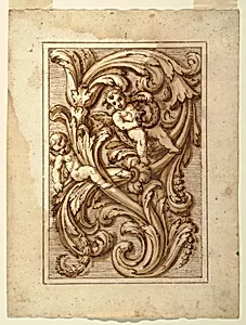 One of a set of projects for a title page and for the decoration of a vertical panel by Unknown