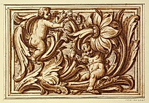 One of a set of projects for a title page and the decoration of a horizontal panel