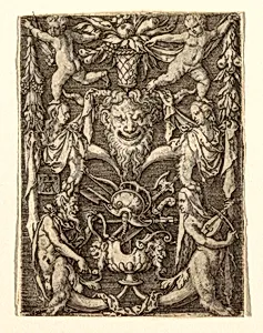 Ornament with Mask and Grotesque Figures