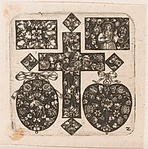 "Ornamental Design with Cross at Center," Plate 2 from "Goldsmith Ornament Designs"
