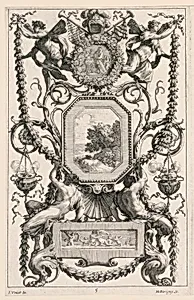 Ornamental Panel Surmounted by a Medallion with a Sacrifice, plate 5 from the Livre de Diverses Grotesques Peintes dans le Cabinet et Bains de La Reyne Regente, au Palais Royal
