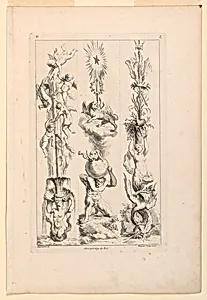Page T hree from "Quatrieme Livre Contenant Des Montans où Pilastres Inventés par G. M. Oppenort Architecte du Roi et Gravés par Huquier" by Gilles-Marie Oppenord, French, 1672–1742