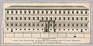 Palace of the Prince of Palestrina, Side Elevation Toward the Piazza Bernini, Rome