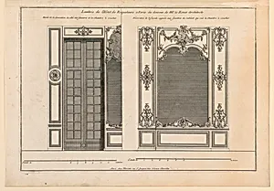 Panelling in Hotel Roquelaur,l Bedroom and Wall of Adjoining Room