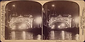 Peace Jubilee, Philadelphia. Triumphal Arch, Court of Honor, Illuminated