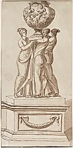 Pedestal with Female Figures Supporting a Vase by Giuseppe Barberi, Italian, 1746–1809