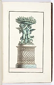 PIED-DâESTAL circulaire, surmontÃ© de deux enfans tenant une corbeille