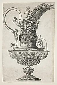 Pitcher with a Figure of Neptune, from "Insignae Ac PlanÃ¨ Novum Opis Cratero Graphicum (A New Artistic Work, Eminent and Clear, On the Vessel)