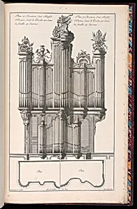 Plan et ElÃ©vation dâun Buffet dâOrgue, dont le Porche est dans la feuille cy-dessous / Plan et ElÃ©vation dâun Buffet dâOrgue, dont le Porche est dans la feuille cy-dessous