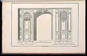 Plan et ElÃ©vation dâune Alcove dont lâangle est ceintre en plan / Plan et ElÃ©vation dâune Alcove, dont la porte du Cabinet ouvre en anse de panier, sous le Chambranle