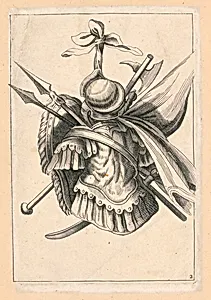 Plate 2 from a Set of Trophies of Weapons