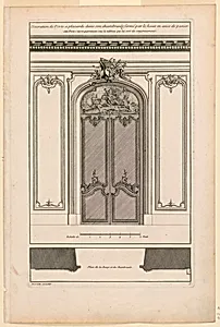 Plate 5, "Decoration d'une Portal double Ã  placards dans son chambrante fermÃ©..."