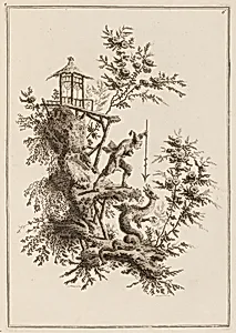 Plate 6, "Suite de douze Pêcheurs et Chasseurs" by Jean-Baptiste Pillement, French, 1728–1808