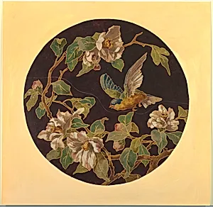 Plate Design with Bird and Flowers
