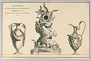 Plate from the IVe Cahier de Vases Boettes de Pendules Tombeaux &c. by Henri Sallembier, French, ca. 1753 - 1820