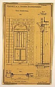 Plate Illustrating Front Entrance of a Standard House (âEntrÃ©e de la Maison âStandardisÃ©eââ)