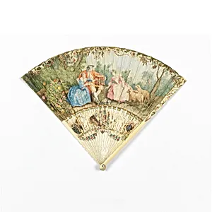 Pleated fan and case by Nicolas Lancret (French, 1690–1743)