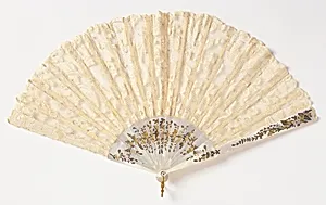 Pleated fan and case by Unknown