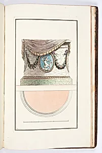 POELE circulaire couronnÃ© dâun draperie, ornÃ© de mÃ©daillons et guirlandes, dâun genre neuf et trÃ¨s-galant