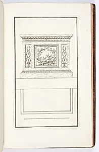 POELE dans le genre moderne, avec trophies, pilastres et arabesques