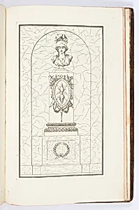 POELE dâun mÃªme genre, en colonnes tronquÃ©es, avec trophÃ©es, et surmontÃ© dâun buste de Pallas