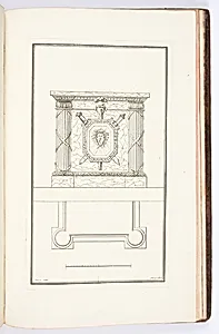 POELE militaire, ornÃ© de trophÃ©es et faisceaux dâarmes en colonnes aux quatre angles
