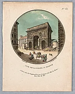 Porte St. Martin, Plate 63 from "Vues Pittoresques des Principaux Ãdifices de Paris"