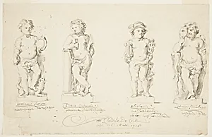 Projects for statues: "Wisdom." "Constancy." "Eloquence." "Cupid Disguised."