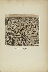 Quomodo Captivos in Reditu Suo Tractarint(?) (from book, Americae, part three)