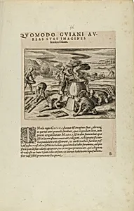 Quomodo Guiani Au-/reas Suas Imagines/Fundere Soleant. (from book, Americae, parts seven and eight)